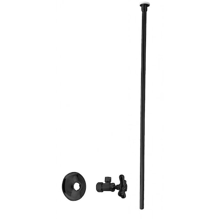 Westbrass 3/8" x 20" Flat Head Toilet Supply Kit with Cross Handle Angle Valve, Matte Black D105KFHX-62